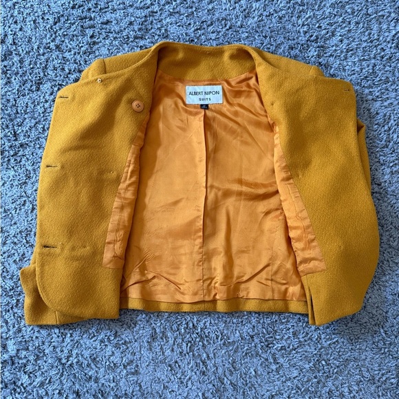 Albert Nipon Vintage Mustard Yellow Cropped Skirt Suit/Blazer - Picture 4 of 5